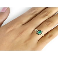 JewelersClub smaragd gyűrűs születési kövek ékszerek - 0. karátos smaragd 14k aranyozott ezüst gyűrű ékszerek fekete -fehér gyémánt