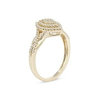 1 4ct TW Diamond 10K sárga arany marquise alakú klaszter halo gyűrű