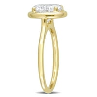 Miabella női karátos T.G.W. Ovális vágott moissanit 10KT sárga arany pasziánsz menyasszonyi gyűrű