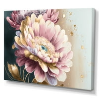 Designart Rózsaszín És Arany Százszorszép Virág Vászon Wall Art