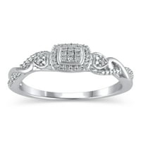 Carat T.W. Tartsa a kezemet a gyémánt ígéret gyűrűt ezüst sterlingben, 4 -es méretben