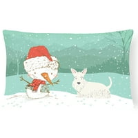 Carolines kincsek CK2069PW Wheaten skót Terrier Hóember Karácsonyi vászon szövet dekoratív párna 12h x16W
