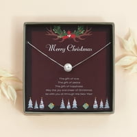 Anavia karácsonyi ajándékok anyának, ezüst gyöngy nyaklánc karácsonyi ajándékkártya a nagymama és az anya törvényben [fehér gyöngy