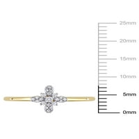 Carat T.W. Gyémánt 10KT sárga arany virággyűrű