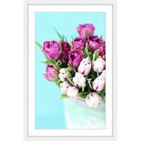 Marmont Hill rózsaszín és lila tulipán Sylvia szakács keretes festmény nyomtatás