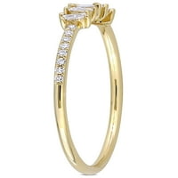 Carat T.W. 14 kt sárga arany öt kő bagett gyűrű