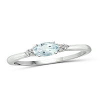 JewelersClub Aquamarine Ring Birthstone ékszerek - 0. Karát -akvamarin 0. Sterling ezüst gyűrűs ékszerek fehér gyémánt akcentussal