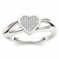 Carat T.W. Gyémánt 10KT fehérarany szív divatgyűrű