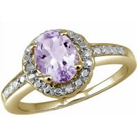 1. Karát rózsaszín ametiszt drágakő és karátfehér gyémánt gyűrű