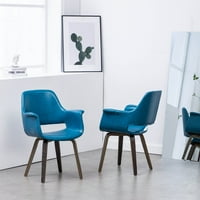 Timbey Kék PU bőr & fa Uphostered étkező kar szék