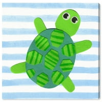 Runway Avenue állatok fali művészet vászon nyomatok „Turtle for teknős” tengeri állatok - zöld, kék