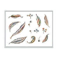 A vad szőlő keretes festményvászon művészeti nyomtatása levelek és bogyók