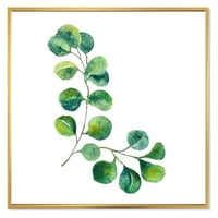 Zöld eukaliptusz növényi ágak II keretes festmény vászon művészeti nyomtatás