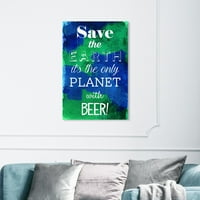 Wynwood Studio italok és szeszes italok Wall Art vászon nyomatok 'Beer Planet' Beer - Zöld, Kék