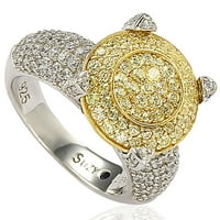 Ezüst ezüst köbös cirkónia sárga kő alakú gyűrű