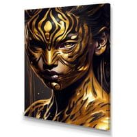 Designart fekete és arany tigris nő i Canvas falművészet