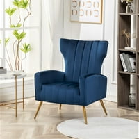 Kaleigh 27,56 W bársonyos kanapé szék fém lábakkal, kék