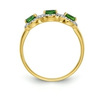 Primal arany karátos sárga arany smaragd és gyémánt 3-kő gyűrű