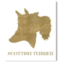 Wynwood Studio Animals Wall Art vászon nyomtatványok „skót terrier” kutyák és kölyökkutyák - arany, fehér