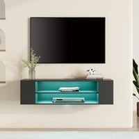 Úszó TV -állvány állítható polcokkal a nappali hálószobához, fekete