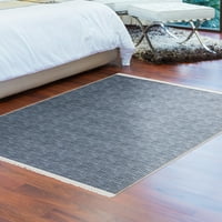 Ottomanson gép mosható pamut lapos fúró szőnyeg a nappali számára, 4 '6', sötétkék fonott szövés