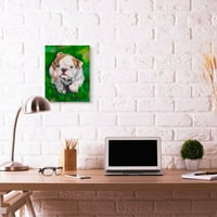 Stupell Industries English Bulldog kölyökkutya kedvtelésből tartott állati akvarell festés Super Canvas falművészet, George Dyachenko