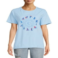 Daisy Street női kék állatöv rövid ujjú grafikus póló