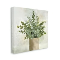 Stupell Industries cserepes gyógynövény növény váza sűrű zöld levelek festménygaléria csomagolt vászon nyomtatott fali művészet,