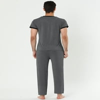 Egyedi olcsó férfiak alvási ruházat-készlet v-nyakú rövid ujjú és alsó társalgó pizsama készlet