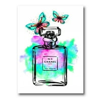 Designart 'Parfüm Chanel öt pillangókkal' modern vászon fali művészet nyomtatás