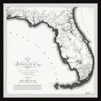 Marmont Hill Florida State Map II keretes fal művészet, 18 18