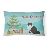 Carolines kincsek Ck4794pw szibériai erdei macska boldog karácsonyt vászon szövet dekoratív párna, 12h x16W