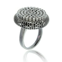 Pave köbös cirkónium -os ezüst klaszter kör gyűrű