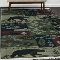 Ottomanson gép mosható pamut lapos fúró szőnyeg a nappali számára, 5 '7', Multolor Southwestern