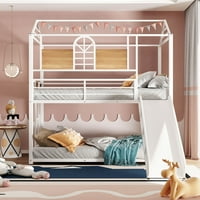 Aukfa ikrek kettős fém emeletes ágy csúszdával, modern ház emeletes ágy gyerekeknek, tizenéveseknek és felnőtteknek, kisgyermek