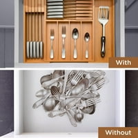 Bambusi konyha tároló szervező széles, mély, rekeszek evőeszközök, kés készletek, edények evőeszköz szekrény Tároló szervező