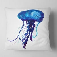 Designart sötétkék medúza akvarell - Állati dobás párna - 18x18