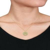 Miabella gyémánt-Accent sárga színű ezüst ezüst kezdeti m Circle Pendant, 18