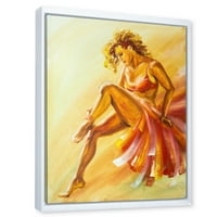 Meleg színű flamenco nő táncos keretes festmény vászon művészet