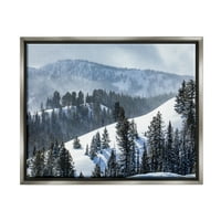 Stupell Industries csendes havas hegyi lejtők szétszórt fenyők fénykép