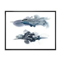 Designart 'A felhők absztraktja sötétkék színű i' Modern keretes vászon fal art nyomtatás