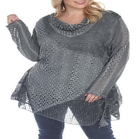 Egyszerűen couture női plusz méretű csipke vegyes média réteg pulóver