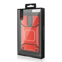 LG Q Plus Metallic elülső borító tok piros színben az LG Q Plus 2-Pack-rel történő használatához