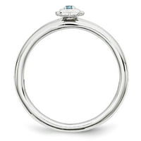Kék topaz sterling ezüst ródium lány gyűrű