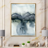 Minimalista táj a hegyek hó és a fák keretezett festmény vászon művészete