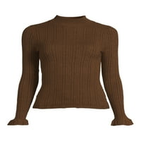 Szerelmi trend New York Női Mock Neck Finom nyomtávú pulóver