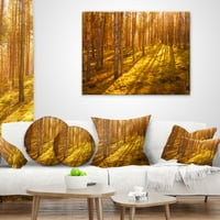 Designart gyönyörű napsugár vastag erdőben - Modern erdő -dobás párna - 18x18