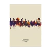 Védjegy képzőművészet 'Auburn Alabama Skyline portré III' vászon művészet Michael Tompsett