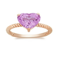 Sterling ezüst 14K aranyozott ragyogás finom ékszerek létrehozott rózsaszín zafír gyűrű
