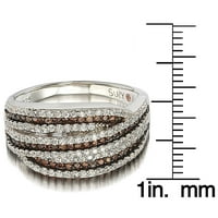 Ezüst fehér és csokoládé köbös cirkónium -szoros gyűrű